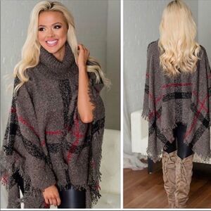 New Plaid Poncho Cardigan Scarf Shawl Kimono